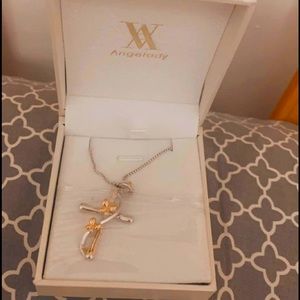Rose Gold Butterfly Cross Necklace